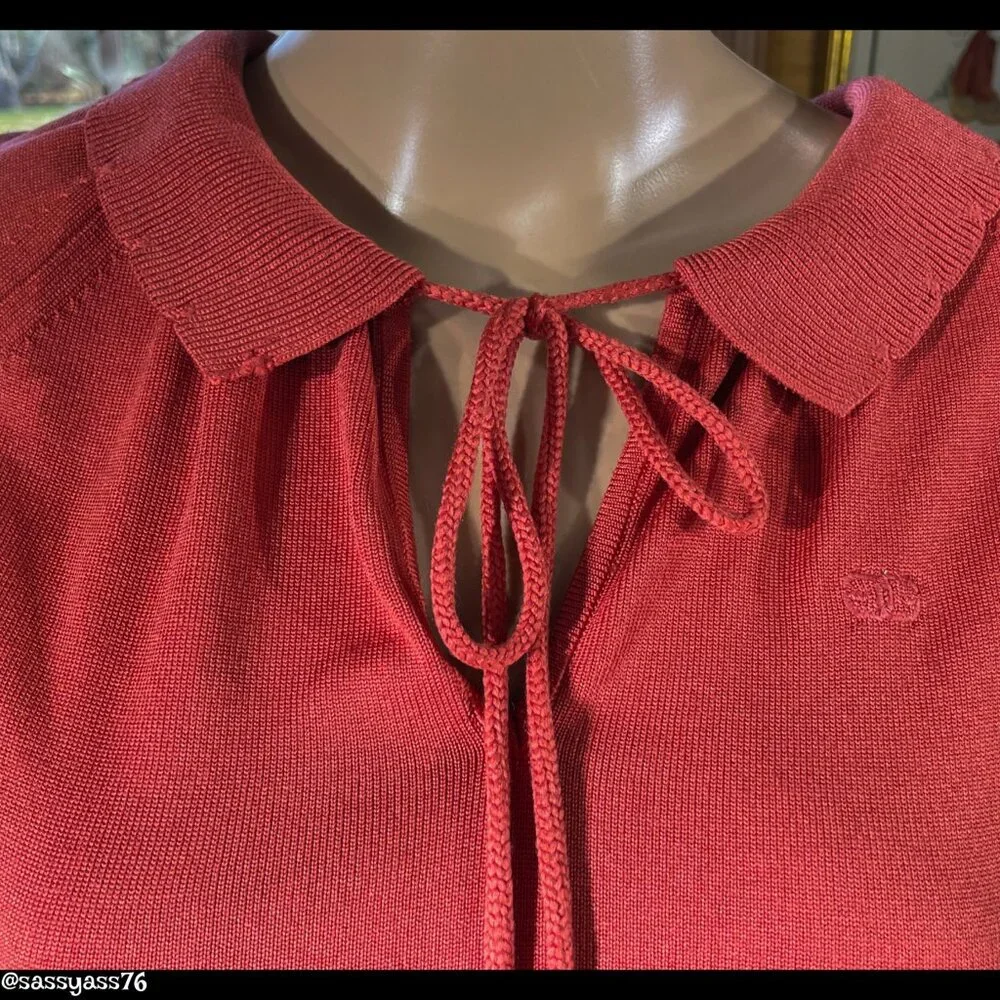 ⭐️HP⭐️VTG▪️GIVENCHY▪️70's Lightweight Knit Scalloped Collar Embroidered Logo Top - Picture 4 of 9